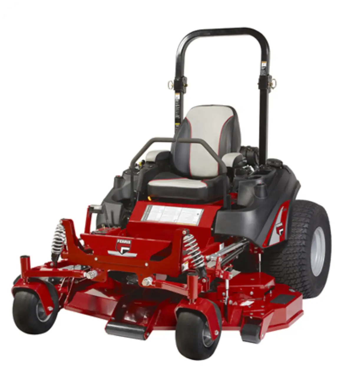 Red zero-turn lawn mower with seat.